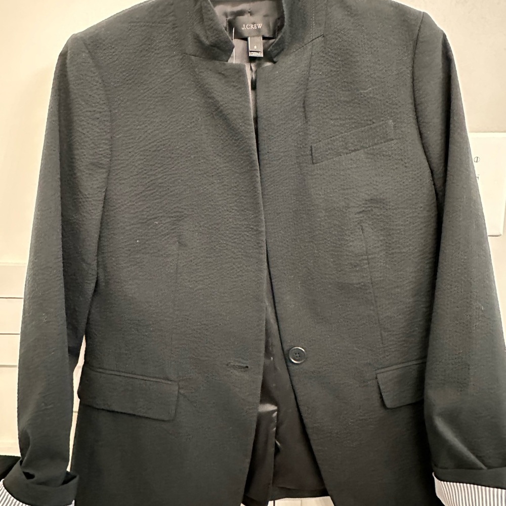 J. Crew Black Crepe Textured Blazer NWT 8 $228 - Picture 2 of 4